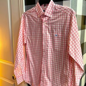 Pink stripe, vineyard, vines, classic fit tight shirt small- lightly used